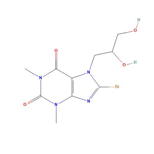 8-bromo-7-(2,3-dihydroxypropyl)-1,3-dimethylpurine-2,6-dione (CAS: 111038-24-5) - Related Chemical Product