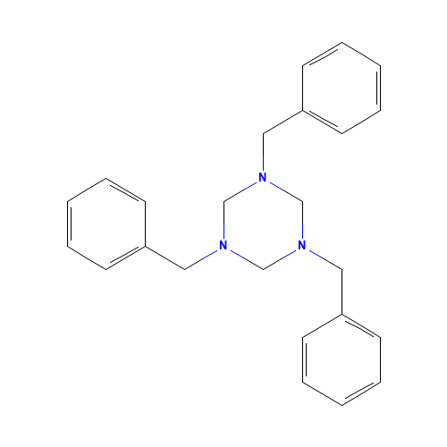 1,3,5-tribenzyl-1,3,5-triazinane (CAS: 2547-66-2) - Chemical Structure and Molecular Formula 