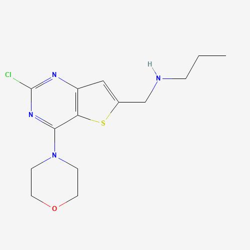 N-[(2-chloro-4-morpholin-4-ylthieno[3,2-d]pyrimidin-6-yl)methyl]propan-1-amine (CAS: 1235450-53-9) - Chemical Structure and Molecular Formula 