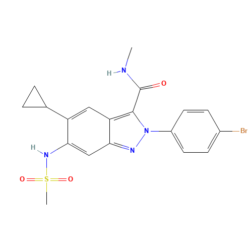 2-(4-bromophenyl)-5-cyclopropyl-6-(methanesulfonamido)-N-methylindazole-3-carboxamide (CAS: 1373839-55-4) - Related Chemical Product