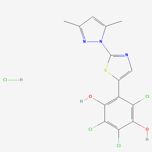 2,3,5-trichloro-6-[2-(3,5-dimethylpyrazol-1-yl)-1,3-thiazol-5-yl]benzene-1,4-diol;hydrochloride (CAS: 1187732-73-5) - Related Chemical Product