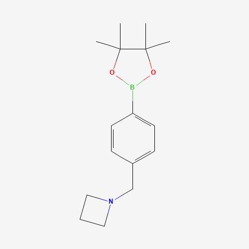 1-[[4-(4,4,5,5-tetramethyl-1,3,2-dioxaborolan-2-yl)phenyl]methyl]azetidine (CAS: 1036990-23-4) - Chemical Structure and Molecular Formula 