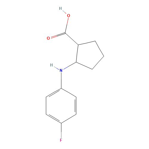 2-(4-fluoroanilino)cyclopentane-1-carboxylic acid (CAS: 1416585-28-8) - Chemical Structure and Molecular Formula 
