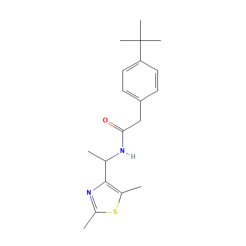 2-(4-tert-butylphenyl)-N-[1-(2,5-dimethyl-1,3-thiazol-4-yl)ethyl]acetamide (CAS: 1298054-52-0) - Related Chemical Product