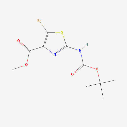 methyl 5-bromo-2-[(2-methylpropan-2-yl)oxycarbonylamino]-1,3-thiazole-4-carboxylate (CAS: 914349-71-6) - Chemical Structure and Molecular Formula 