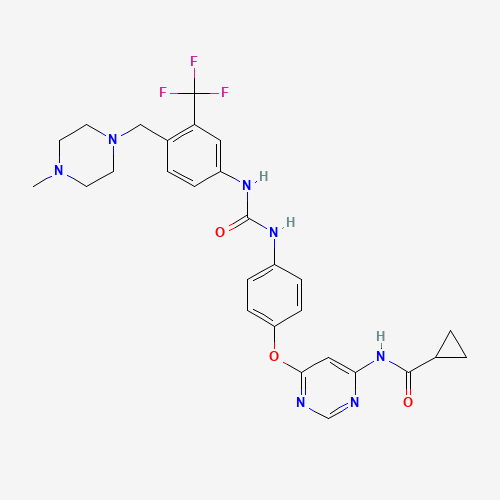 N-[6-[4-[[4-[(4-methylpiperazin-1-yl)methyl]-3-(trifluoromethyl)phenyl]carbamoylamino]phenoxy]pyrimidin-4-yl]cyclopropanecarboxamide (CAS: 1421227-52-2) - Related Chemical Product
