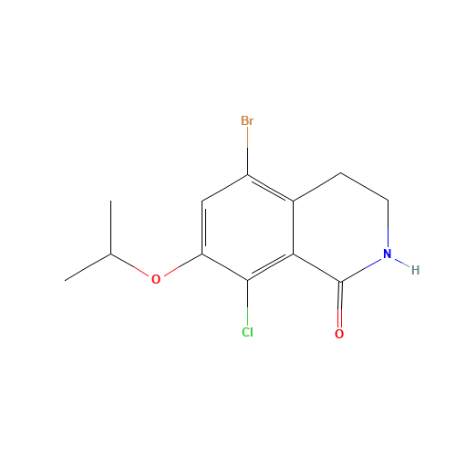5-bromo-8-chloro-7-propan-2-yloxy-3,4-dihydro-2H-isoquinolin-1-one (CAS: 1616289-62-3) - Chemical Structure and Molecular Formula 