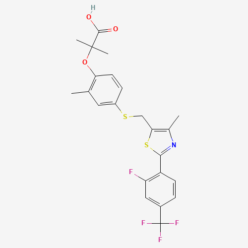 2-[4-[[2-[2-fluoro-4-(trifluoromethyl)phenyl]-4-methyl-1,3-thiazol-5-yl]methylsulfanyl]-2-methylphenoxy]-2-methylpropanoic acid (CAS: 447406-78-2) - Related Chemical Product