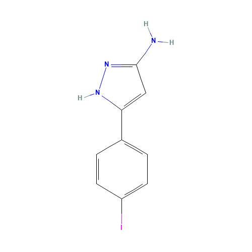 5-(4-iodophenyl)-1H-pyrazol-3-amine (CAS: 423147-31-3) - Chemical Structure and Molecular Formula 
