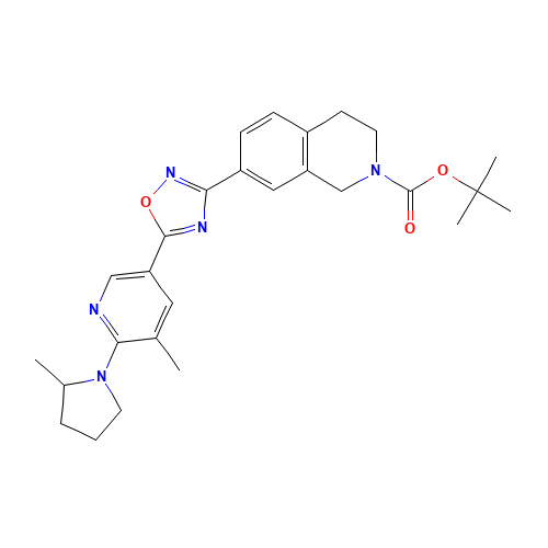 tert-butyl 7-[5-[5-methyl-6-(2-methylpyrrolidin-1-yl)pyridin-3-yl]-1,2,4-oxadiazol-3-yl]-3,4-dihydro-1H-isoquinoline-2-carboxylate (CAS: 1229608-93-8) - Related Chemical Product