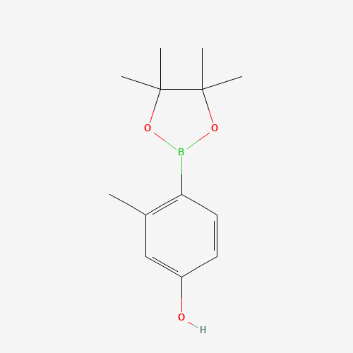 3-methyl-4-(4,4,5,5-tetramethyl-1,3,2-dioxaborolan-2-yl)phenol (CAS: 946427-03-8) - Chemical Structure and Molecular Formula 