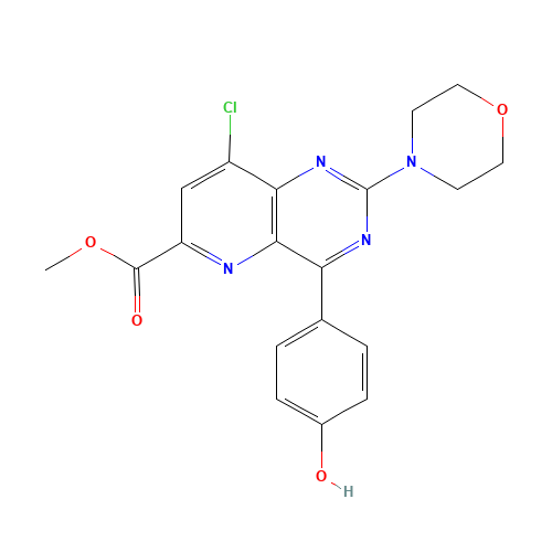 methyl 8-chloro-2-morpholin-4-yl-4-(4-oxocyclohexa-2,5-dien-1-ylidene)-3H-pyrido[3,2-d]pyrimidine-6-carboxylate (CAS: 1240122-86-4) - Chemical Structure and Molecular Formula 