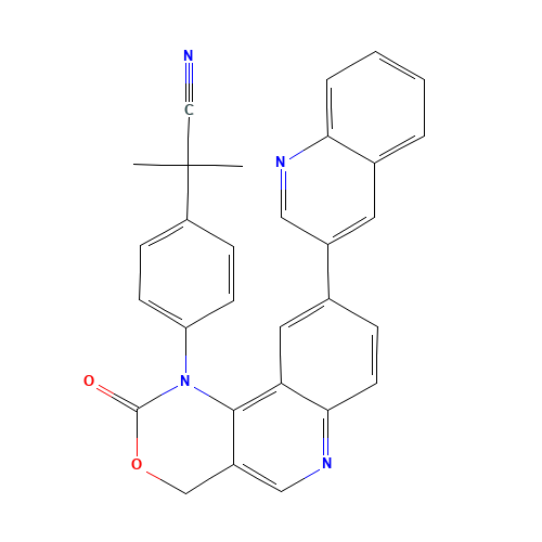 2-methyl-2-[4-(2-oxo-9-quinolin-3-yl-4H-[1,3]oxazino[5,4-c]quinolin-1-yl)phenyl]propanenitrile (CAS: 1345675-02-6) - Related Chemical Product