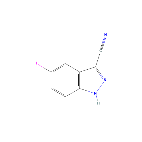 5-iodo-1H-indazole-3-carbonitrile (CAS: 885278-27-3) - Chemical Structure and Molecular Formula 