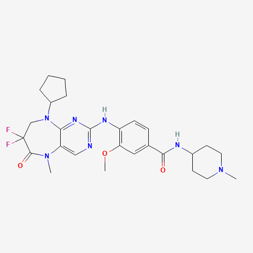 4-[(9-cyclopentyl-7,7-difluoro-5-methyl-6-oxo-8H-pyrimido[4,5-b][1,4]diazepin-2-yl)amino]-3-methoxy-N-(1-methylpiperidin-4-yl)benzamide (CAS: 1062243-51-9) - Related Chemical Product