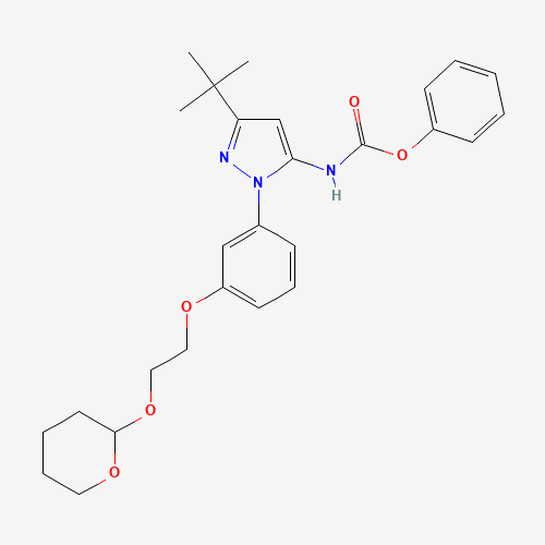 phenyl N-[5-tert-butyl-2-[3-[2-(oxan-2-yloxy)ethoxy]phenyl]pyrazol-3-yl]carbamate (CAS: 876300-20-8) - Chemical Structure and Molecular Formula 