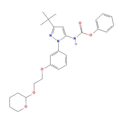 phenyl N-[5-tert-butyl-2-[3-[2-(oxan-2-yloxy)ethoxy]phenyl]pyrazol-3-yl]carbamate (CAS: 876300-20-8) - Related Chemical Product