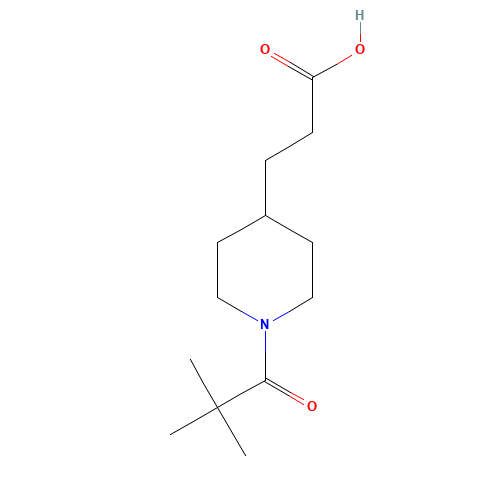 3-[1-(2,2-dimethylpropanoyl)piperidin-4-yl]propanoic acid (CAS: 1267555-07-6) - Chemical Structure and Molecular Formula 