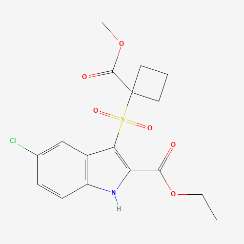 ethyl 5-chloro-3-(1-methoxycarbonylcyclobutyl)sulfonyl-1H-indole-2-carboxylate (CAS: 1202642-04-3) - Related Chemical Product