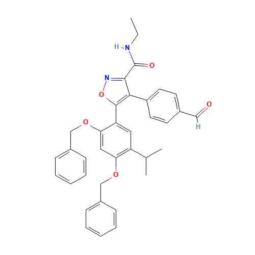 5-[2,4-bis(phenylmethoxy)-5-propan-2-ylphenyl]-N-ethyl-4-(4-formylphenyl)-1,2-oxazole-3-carboxamide (CAS: 747414-23-9) - Related Chemical Product