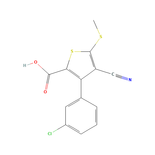 3-(3-chlorophenyl)-4-cyano-5-methylsulfanylthiophene-2-carboxylic acid (CAS: 116493-00-6) - Related Chemical Product