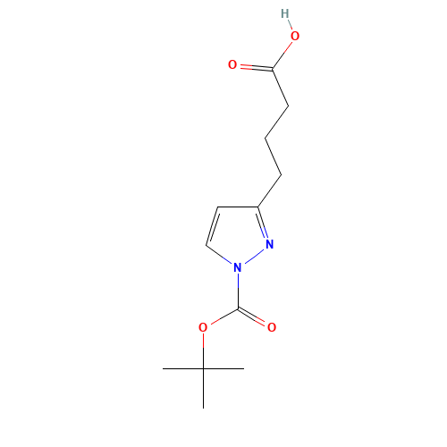 4-[1-[(2-methylpropan-2-yl)oxycarbonyl]pyrazol-3-yl]butanoic acid (CAS: 1190392-26-7) - Chemical Structure and Molecular Formula 