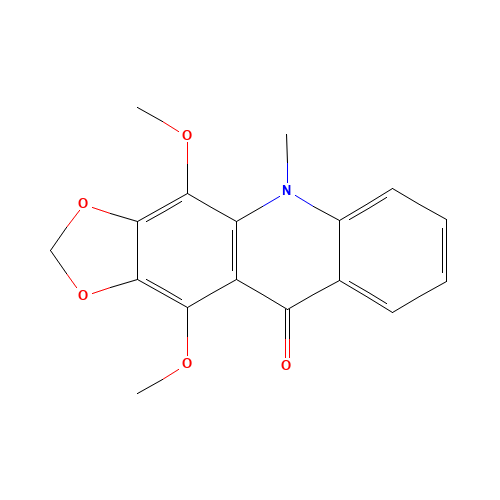 4,11-dimethoxy-5-methyl-[1,3]dioxolo[4,5-b]acridin-10-one (CAS: 475-91-2) - Related Chemical Product