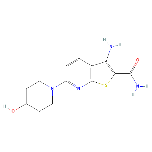3-amino-6-(4-hydroxypiperidin-1-yl)-4-methylthieno[2,3-b]pyridine-2-carboxamide (CAS: 635731-38-3) - Related Chemical Product