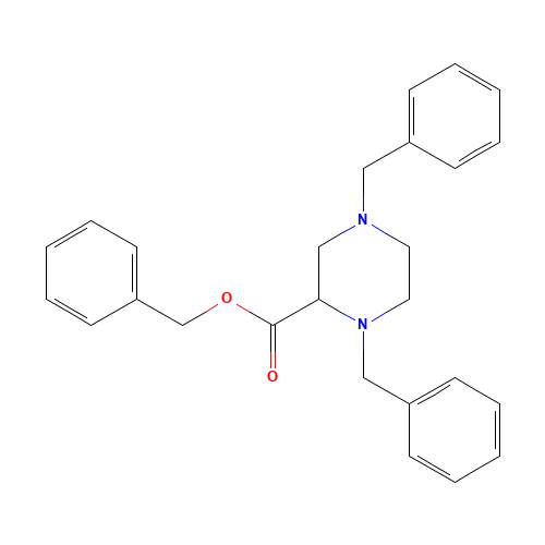 benzyl 1,4-dibenzylpiperazine-2-carboxylate (CAS: 253781-48-5) - Chemical Structure and Molecular Formula 