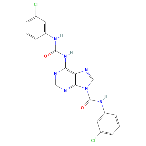 N-(3-chlorophenyl)-6-[(3-chlorophenyl)carbamoylamino]purine-9-carboxamide (CAS: 1092352-79-8) - Related Chemical Product