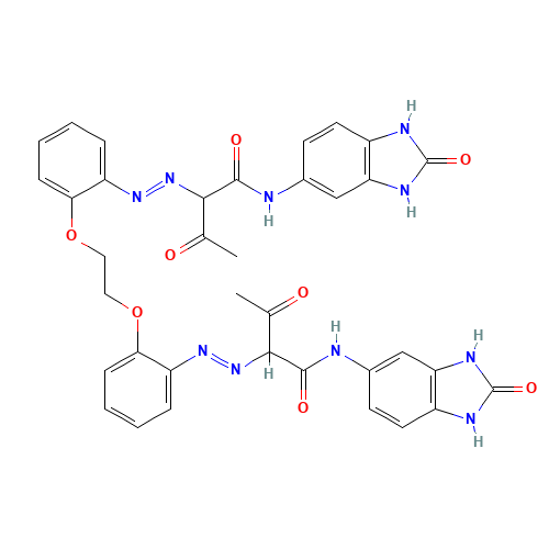 2-[[2-[2-[2-[[1,3-dioxo-1-[(2-oxo-1,3-dihydrobenzimidazol-5-yl)amino]butan-2-yl]diazenyl]phenoxy]ethoxy]phenyl]diazenyl]-3-oxo-N-(2-oxo-1,3-dihydrobenzimidazol-5-yl)butanamide (CAS: 77804-81-0) - Related Chemical Product