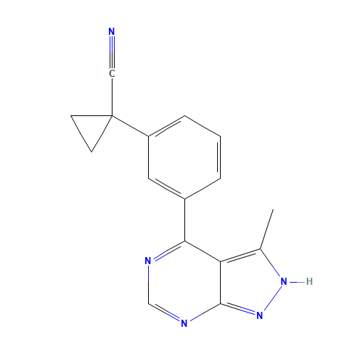 1-[3-(3-methyl-2H-pyrazolo[3,4-d]pyrimidin-4-yl)phenyl]cyclopropane-1-carbonitrile (CAS: 1363197-89-0) - Related Chemical Product