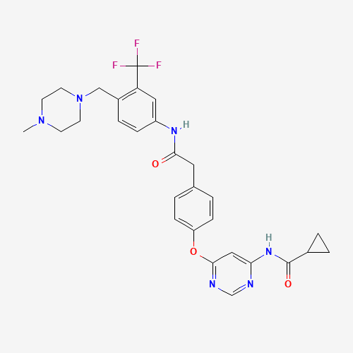 N-[6-[4-[2-[4-[(4-methylpiperazin-1-yl)methyl]-3-(trifluoromethyl)anilino]-2-oxoethyl]phenoxy]pyrimidin-4-yl]cyclopropanecarboxamide (CAS: 1421227-53-3) - Chemical Structure and Molecular Formula 