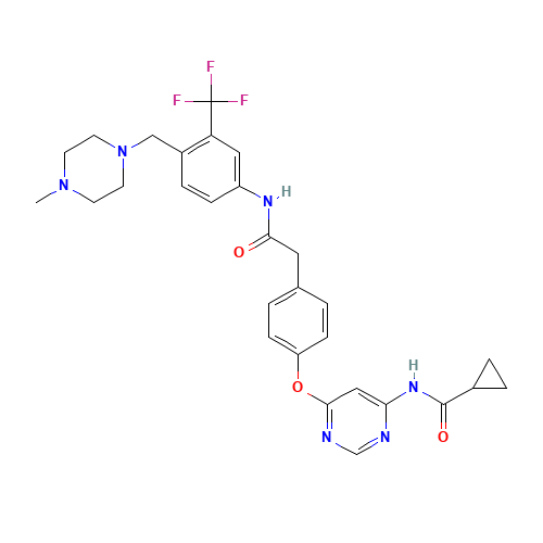 N-[6-[4-[2-[4-[(4-methylpiperazin-1-yl)methyl]-3-(trifluoromethyl)anilino]-2-oxoethyl]phenoxy]pyrimidin-4-yl]cyclopropanecarboxamide (CAS: 1421227-53-3) - Related Chemical Product