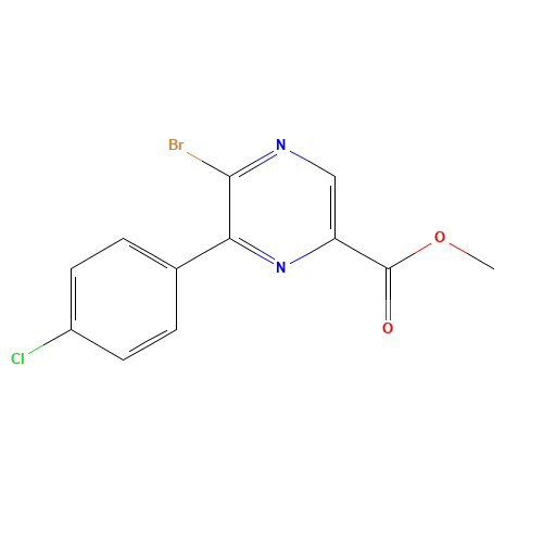 methyl 5-bromo-6-(4-chlorophenyl)pyrazine-2-carboxylate (CAS: 960247-79-4) - Chemical Structure and Molecular Formula 