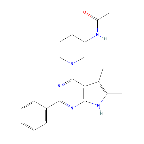 N-[1-(5,6-dimethyl-2-phenyl-7H-pyrrolo[2,3-d]pyrimidin-4-yl)piperidin-3-yl]acetamide (CAS: 343631-98-1) - Related Chemical Product
