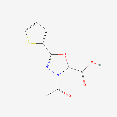 3-acetyl-5-thiophen-2-yl-2H-1,3,4-oxadiazole-2-carboxylic acid (CAS: 1432059-75-0) - Chemical Structure and Molecular Formula 