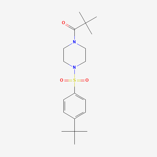 1-[4-(4-tert-butylphenyl)sulfonylpiperazin-1-yl]-2,2-dimethylpropan-1-one (CAS: 951250-27-4) - Chemical Structure and Molecular Formula 