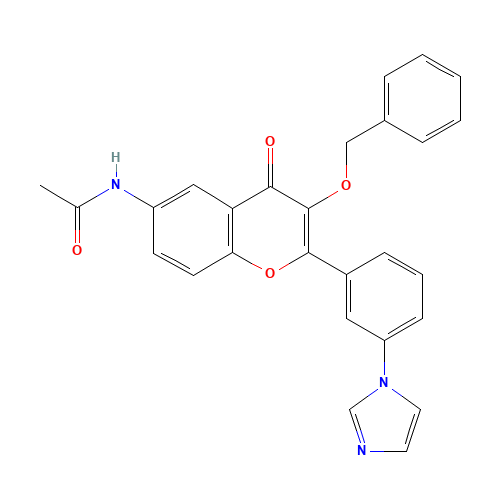 N-[2-(3-imidazol-1-ylphenyl)-4-oxo-3-phenylmethoxychromen-6-yl]acetamide (CAS: 1187016-41-6) - Chemical Structure and Molecular Formula 