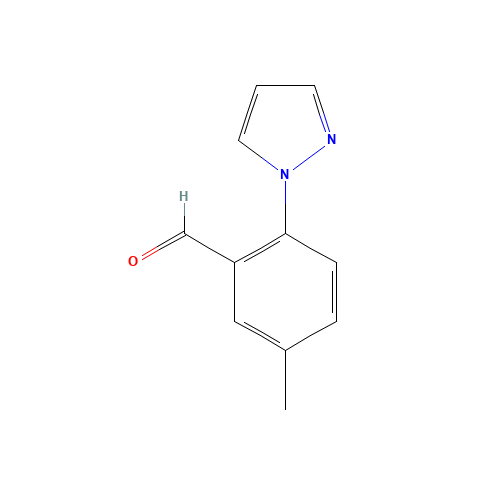5-methyl-2-pyrazol-1-ylbenzaldehyde (CAS: 956723-07-2) - Chemical Structure and Molecular Formula 
