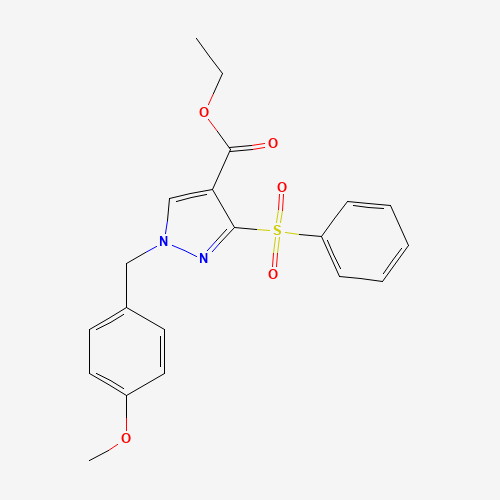 ethyl 3-(benzenesulfonyl)-1-[(4-methoxyphenyl)methyl]pyrazole-4-carboxylate (CAS: 1235314-02-9) - Related Chemical Product