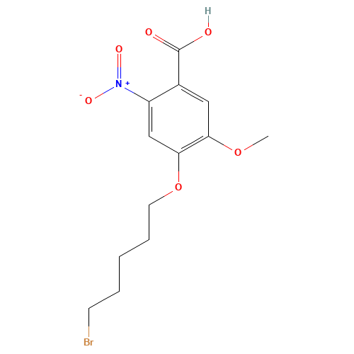 4-(5-bromopentoxy)-5-methoxy-2-nitrobenzoic acid (CAS: 343308-54-3) - Chemical Structure and Molecular Formula 