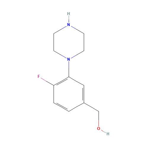 (4-fluoro-3-piperazin-1-ylphenyl)methanol (CAS: 868244-77-3) - Chemical Structure and Molecular Formula 