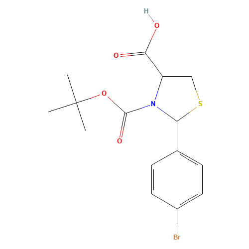 2-(4-bromophenyl)-3-[(2-methylpropan-2-yl)oxycarbonyl]-1,3-thiazolidine-4-carboxylic acid (CAS: 1008262-90-5) - Related Chemical Product