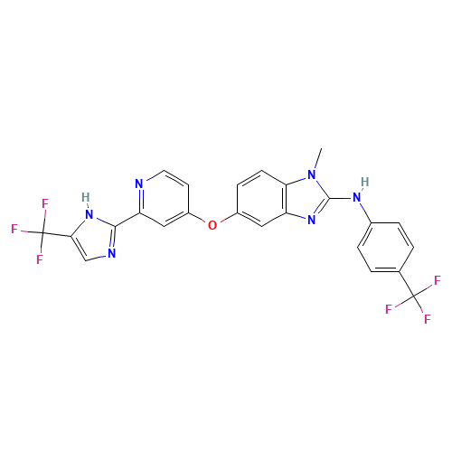 1-methyl-5-[2-[5-(trifluoromethyl)-1H-imidazol-2-yl]pyridin-4-yl]oxy-N-[4-(trifluoromethyl)phenyl]benzimidazol-2-amine (CAS: 927880-90-8) - Related Chemical Product
