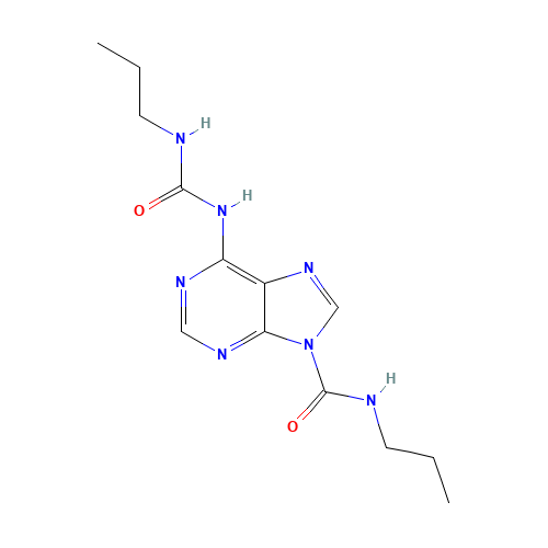N-propyl-6-(propylcarbamoylamino)purine-9-carboxamide (CAS: 1092352-81-2) - Chemical Structure and Molecular Formula 