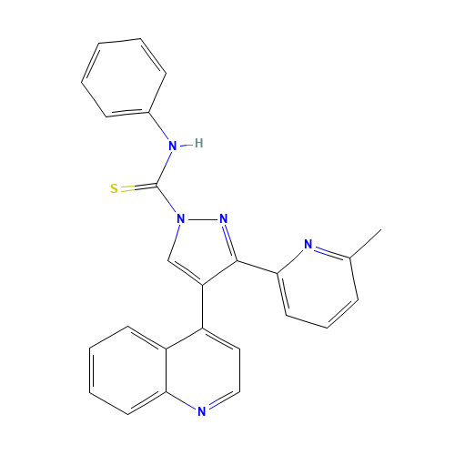 3-(6-methylpyridin-2-yl)-N-phenyl-4-quinolin-4-ylpyrazole-1-carbothioamide (CAS: 909910-43-6) - Chemical Structure and Molecular Formula 