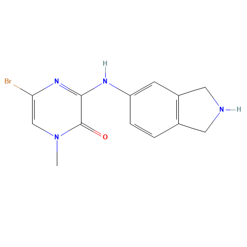 5-bromo-3-(2,3-dihydro-1H-isoindol-5-ylamino)-1-methylpyrazin-2-one (CAS: 1346675-29-3) - Chemical Structure and Molecular Formula 