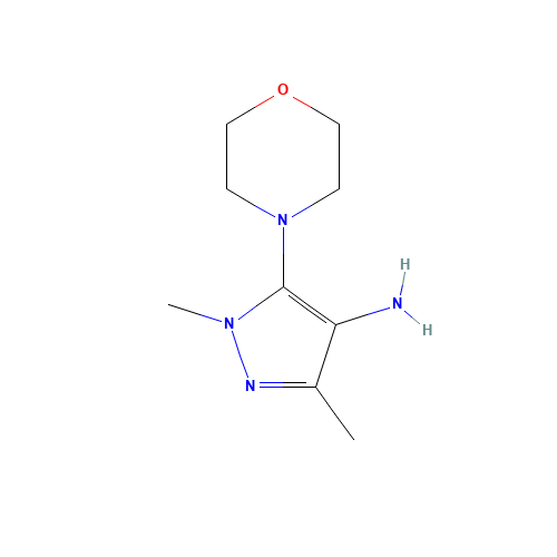 1,3-dimethyl-5-morpholin-4-ylpyrazol-4-amine (CAS: 568577-87-7) - Chemical Structure and Molecular Formula 