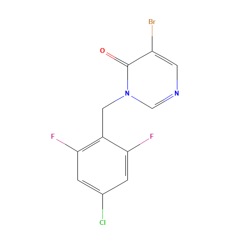 5-bromo-3-[(4-chloro-2,6-difluorophenyl)methyl]pyrimidin-4-one (CAS: 960298-45-7) - Chemical Structure and Molecular Formula 
